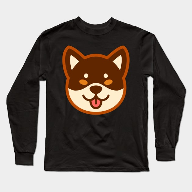 Brown Shiba: Eyes open tongue Long Sleeve T-Shirt by Red Wolf